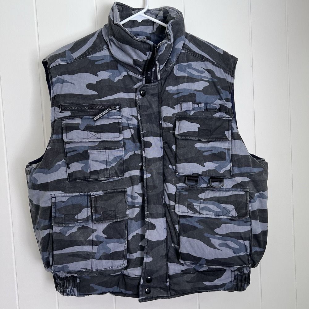 DHG DUTCH HARBOR GEAR HUNTING FISHING OUTDOOR TACTICAL INSULATED VEST NAVY CAMO